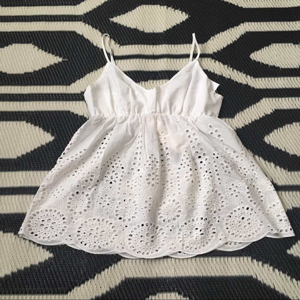 LoveStitch Brier White Eyelet Lace Tank Top.